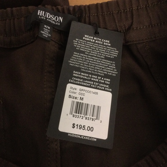 Hudson Utility Jogger Pant Size M Drawstring Pocket In Coated Chicory Coffee - Picture 8 of 14